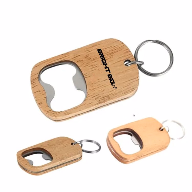 Portable Wooden-Handled Beer Bottle Opener Keychain