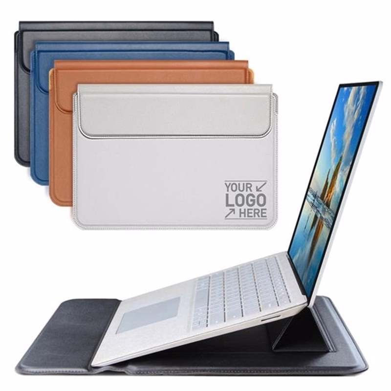 Pu Leather Laptop Sleeve Protective Case Bag With Stand