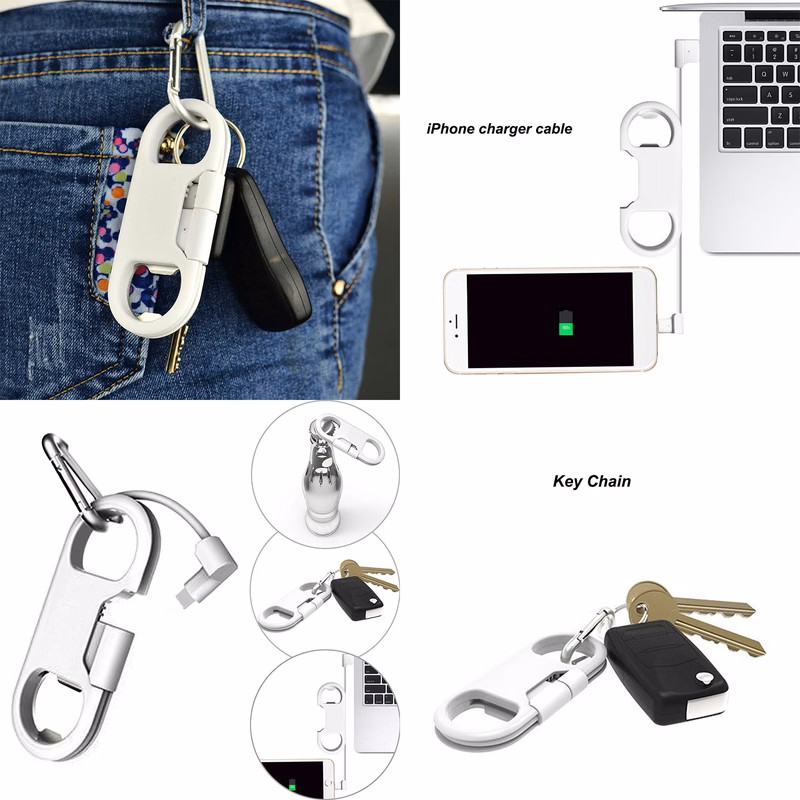 Charge Lightning Cable & Keychain & Bottle Opener & Aluminum Carabiner
