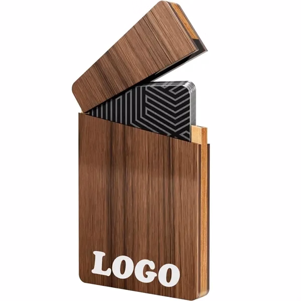 Premium Wooden Business Card Holder for Office, School and Events