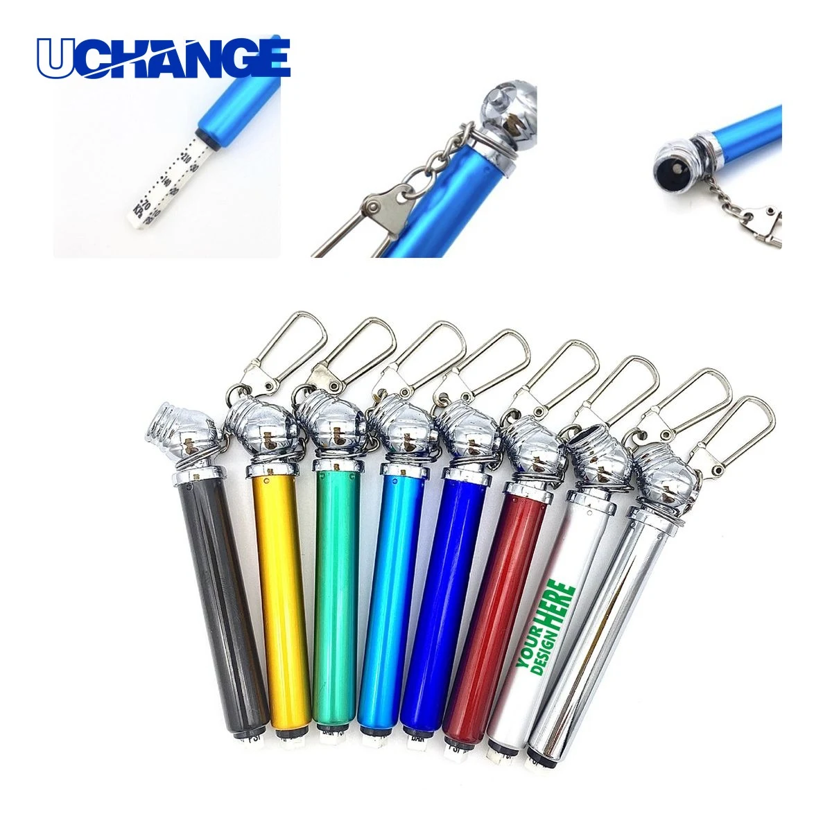 Custom Tire Pressure Gauge Keychain with Clip 1