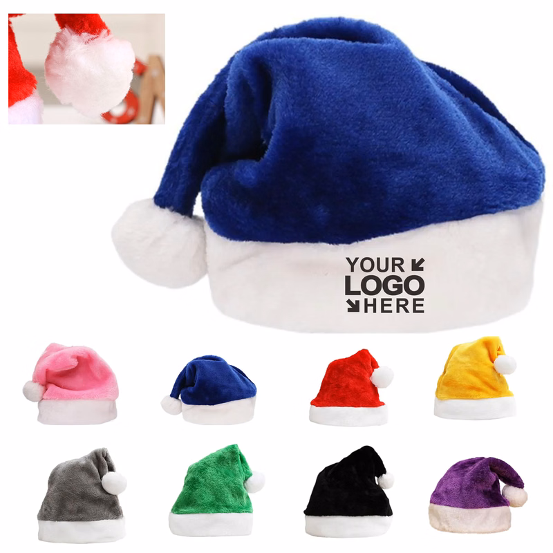 Adult Festive Short Plush Santa Hat