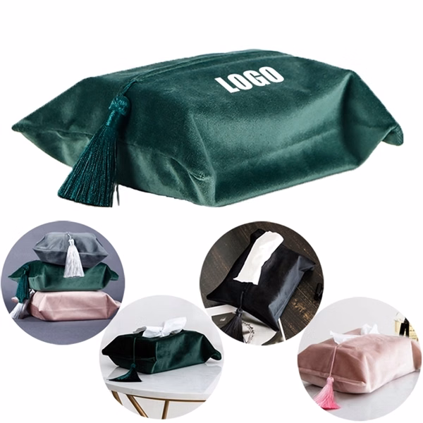 Velvet Napkin Dispenser Facial Storage Tissue Box Bag