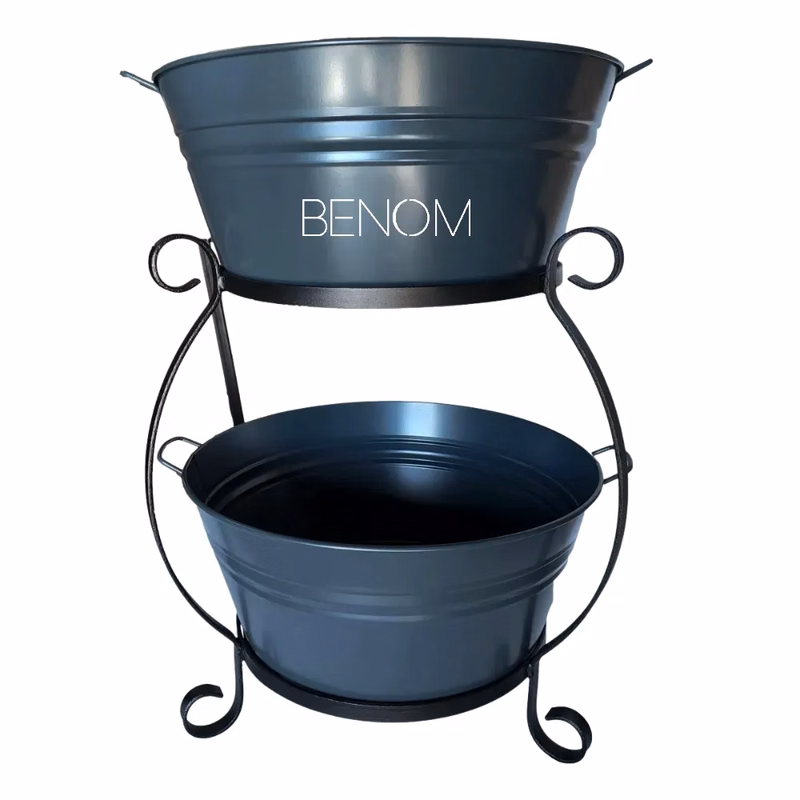 2-Tier Enameled Drink Tub with Stand