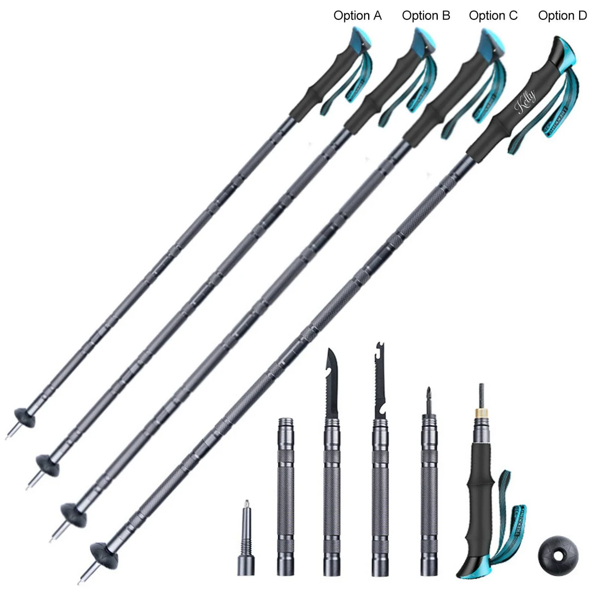 Multi Functional 6 Section Internal Locking Trekking Poles 1
