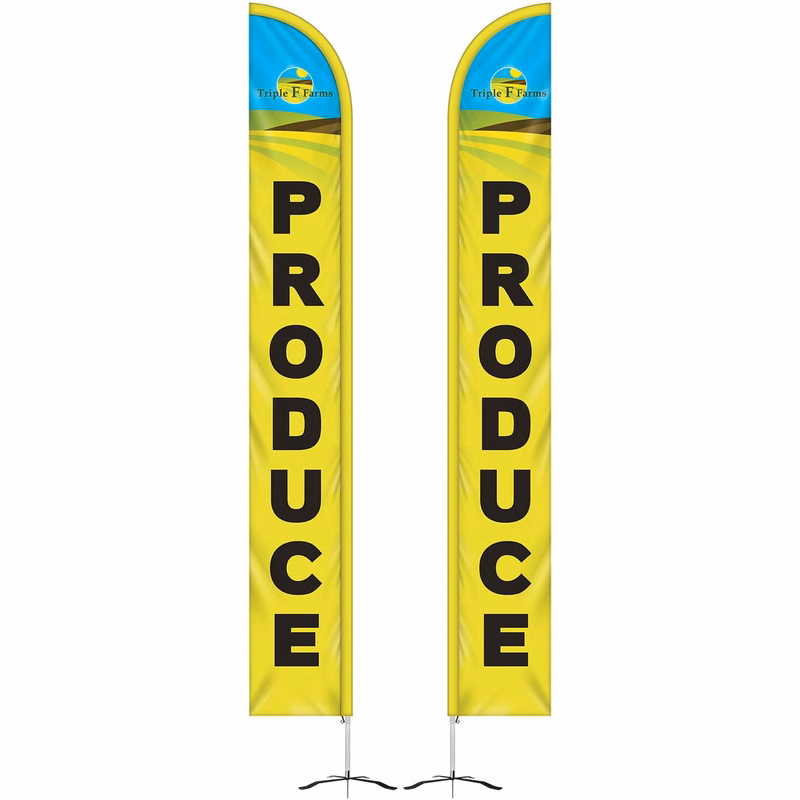 15' Double Sided Half Drop Banner w/ Premium Hardware & Cross Base