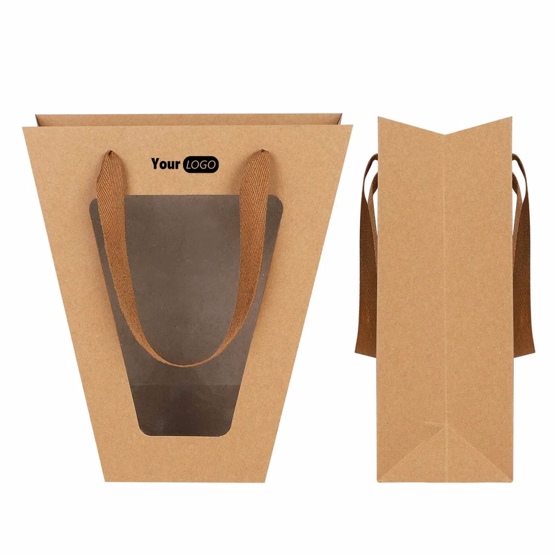 Flower Bouquet Gift Bags with Transparent Window