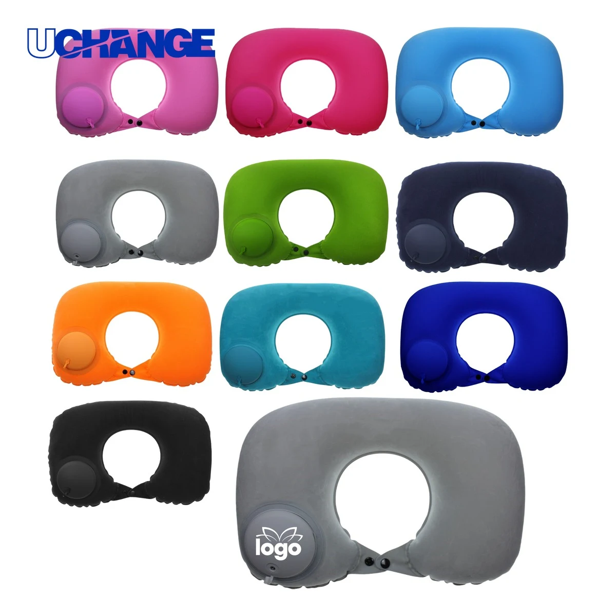 Colored Inflatable U-Shaped Pillow for Travel 1