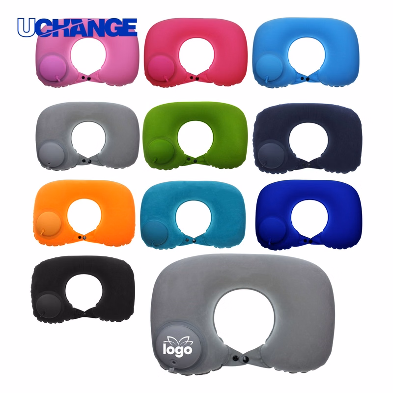 Colored Inflatable U-Shaped Pillow for Travel