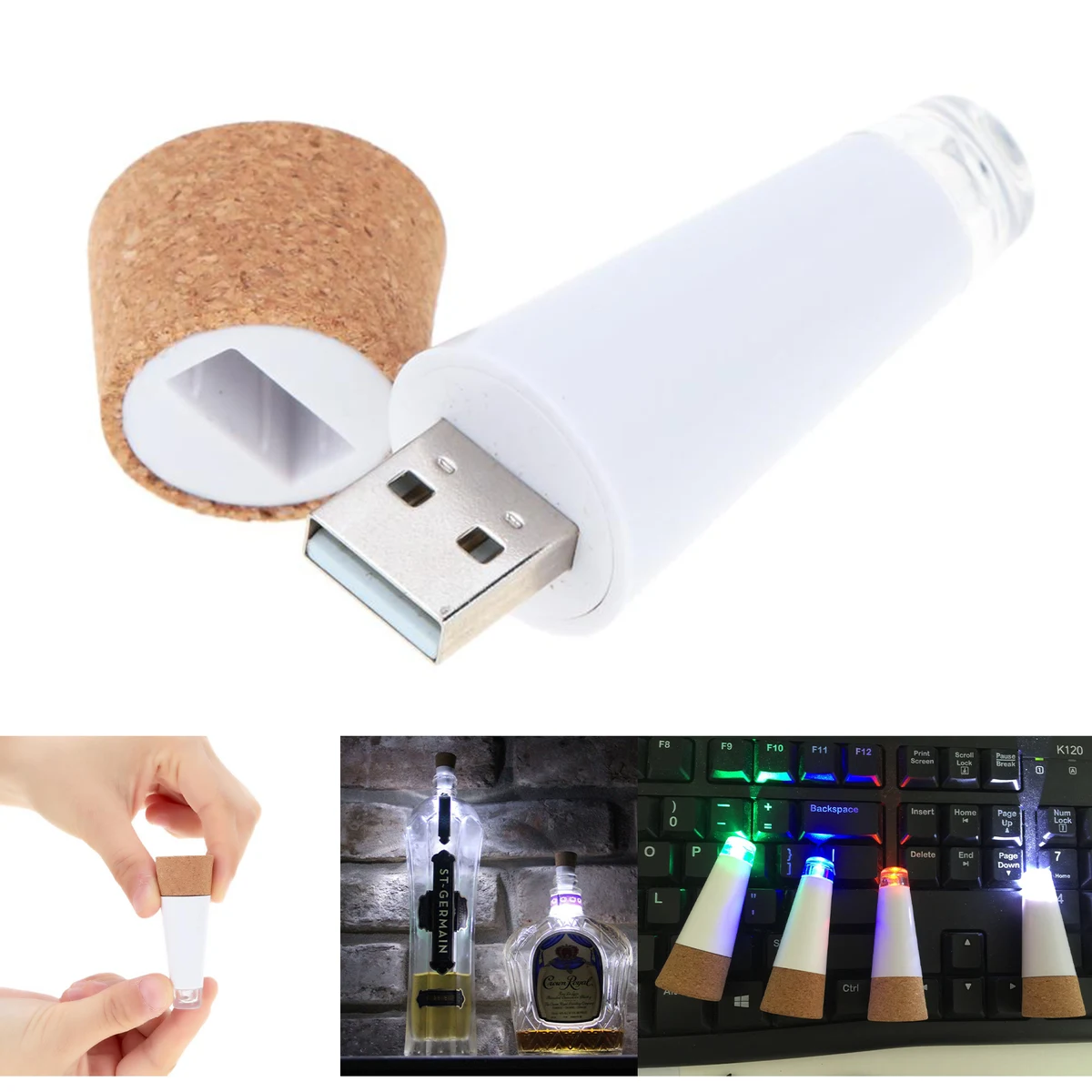 Light Cork Shaped Rechargeable USB Bottle Light 1