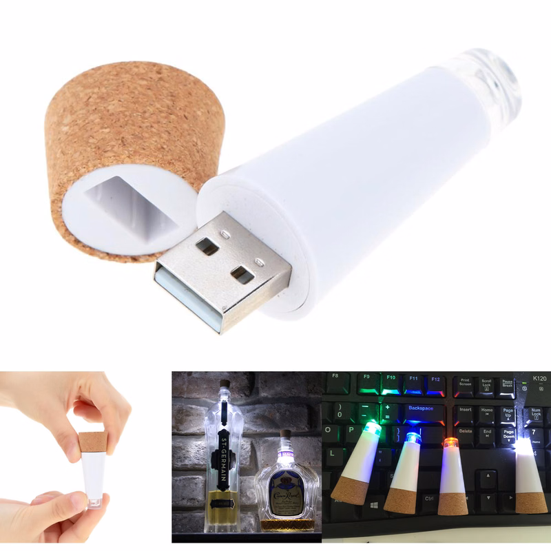 Light Cork Shaped Rechargeable USB Bottle Light