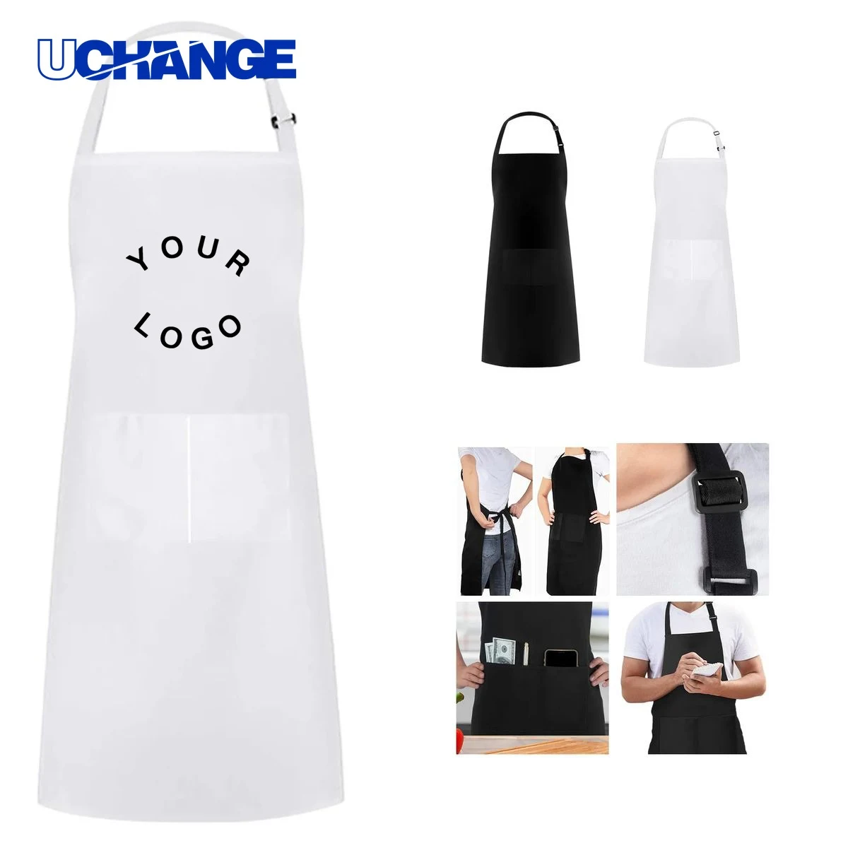 Kitchen Bib Apron with Front Pocket for Cooking 1