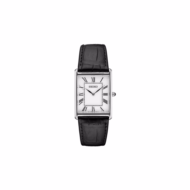 Seiko Men's Essentials Black Leather Watch
