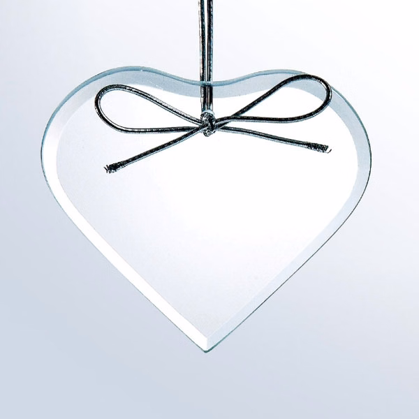 Beveled Clear Glass Christmas Ornament - Heart