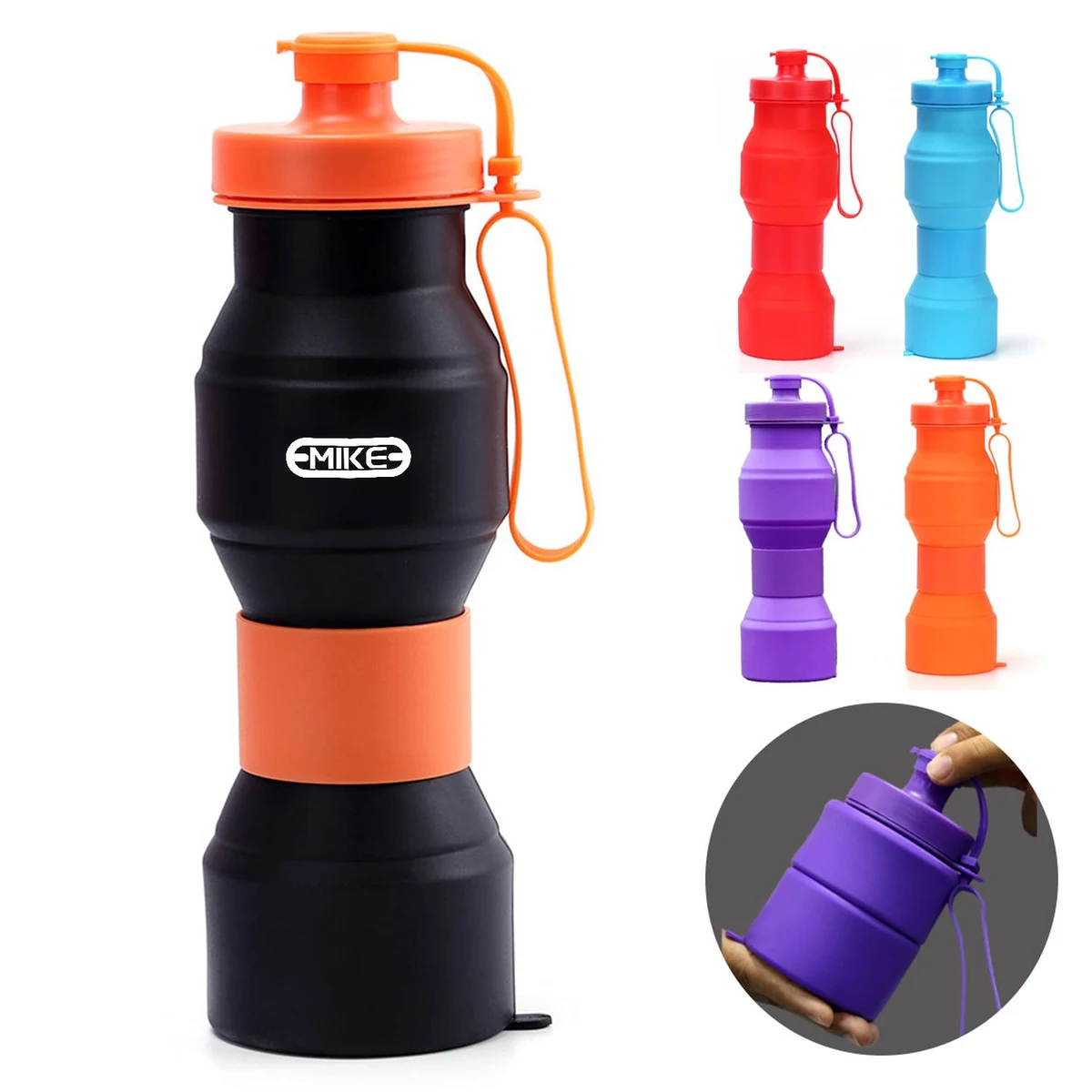 27 Oz Foldable Sports Water Bottles W/ Handle 1