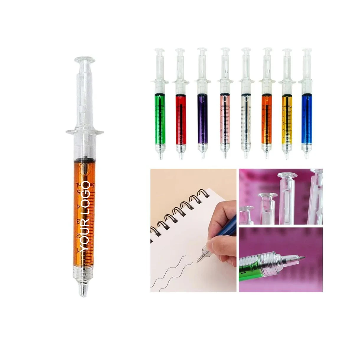 Syringe Ballpoint Pen 5.71" x 0.4" with Needle Tip and Plunger Action 1