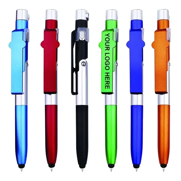 Custom ABS Plastic 4 in 1 Foldable Pen Stylus Flashlight Phone Holder — Travelers 1