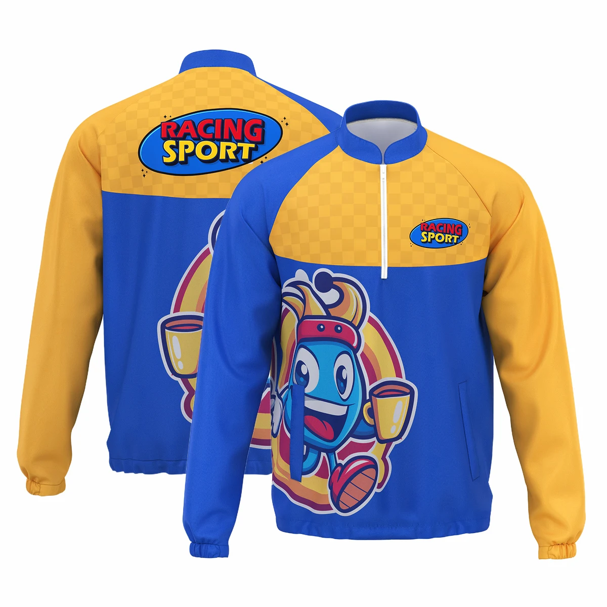 Custom Full Sublimated Quarter Zip Long Sleeve Jacket 1