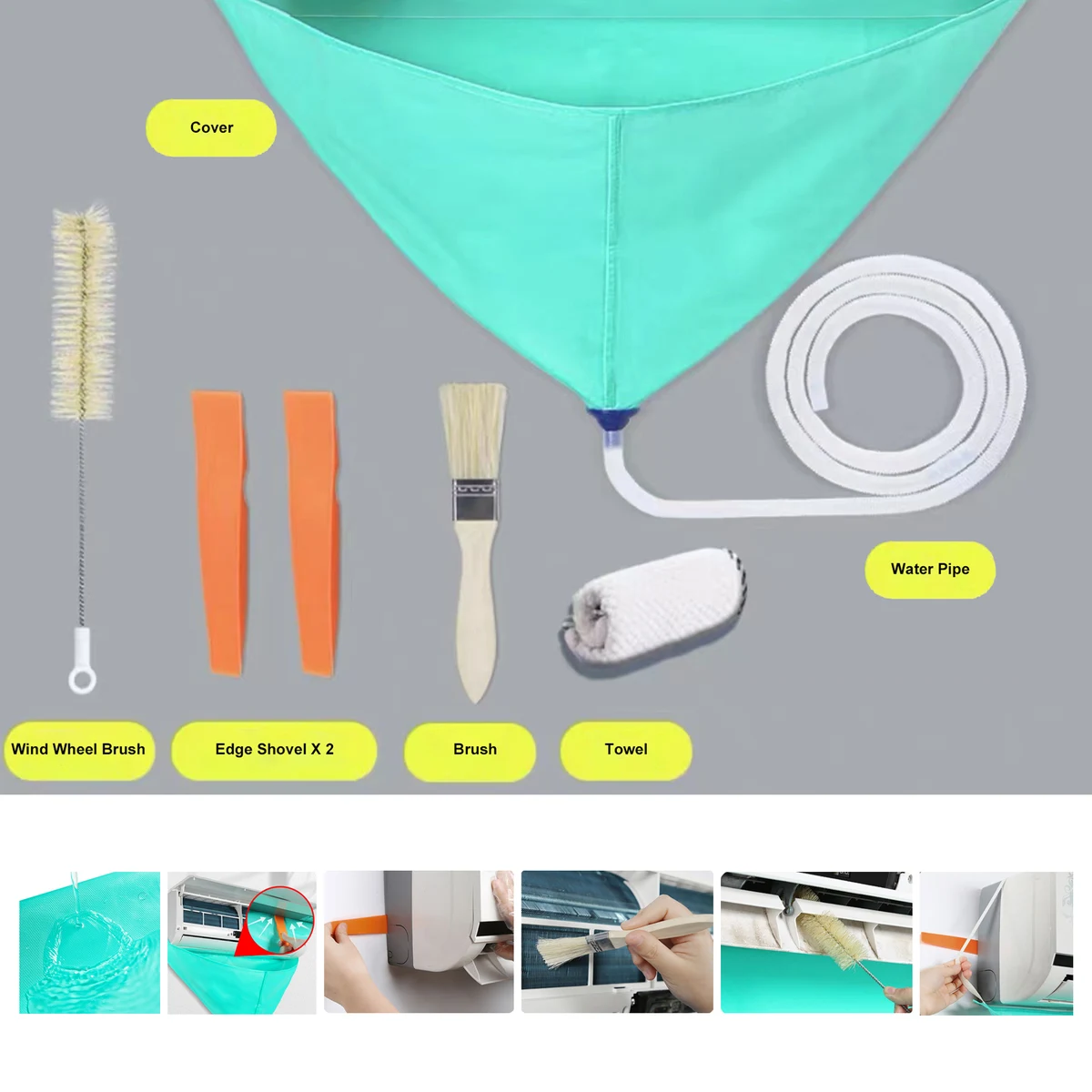Air Conditioner Cleaning Cover With Water Pipe Waterproof Air Conditioning Clean 1