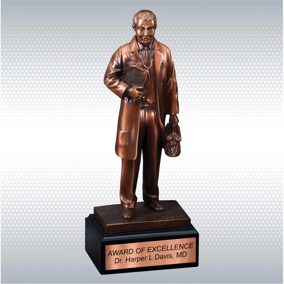 11 1/2" Premium Gallery Sculpture Bronze American Hero M.D. Doctor Physician Trophy Award 1