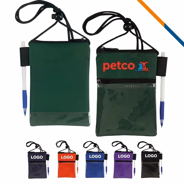 Custom 4.75" x 6.50" PVC Badge Holder with Push Button Strap Lock — Convention