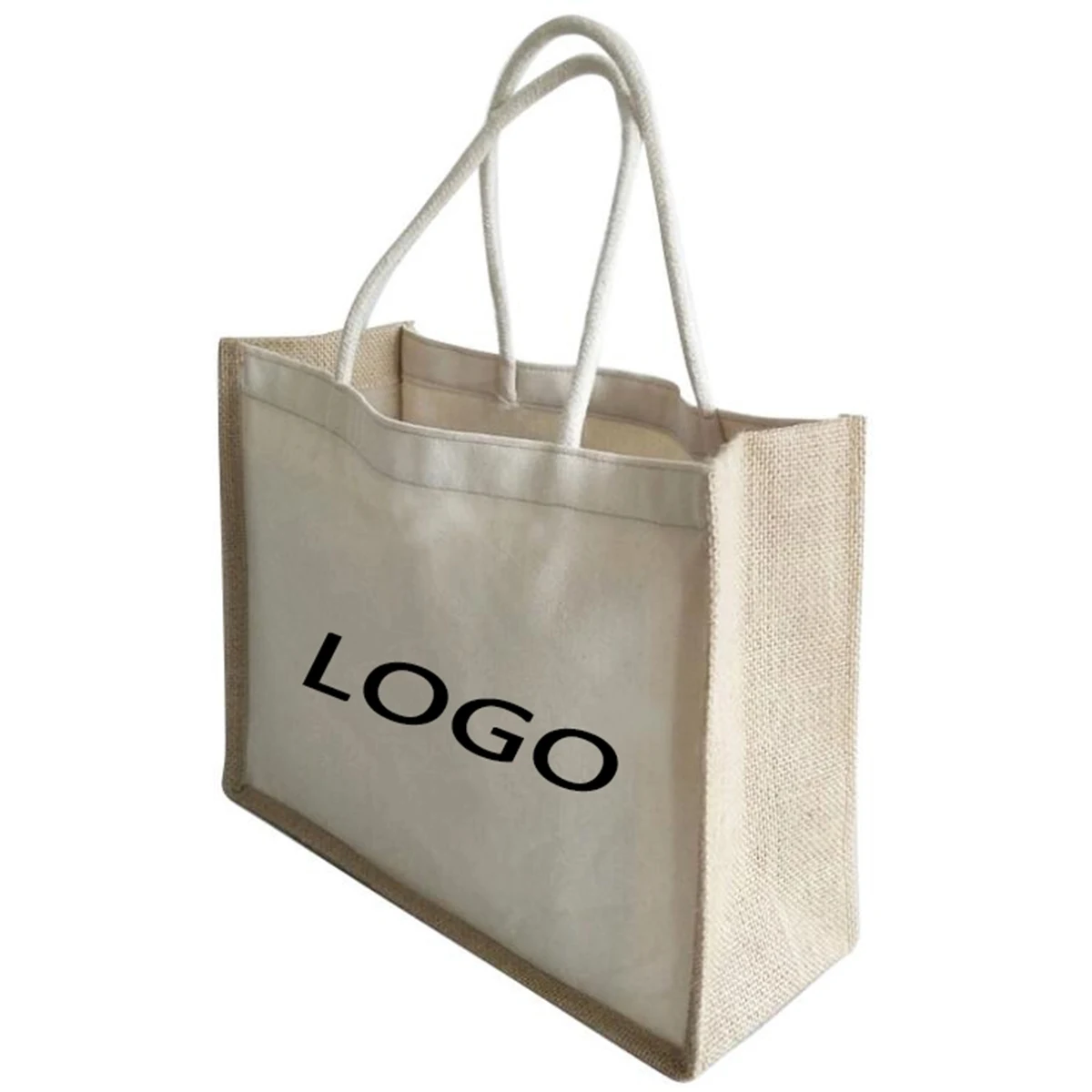 Jute Bag with Rope Handle, custom tote bag with logo imprint 1