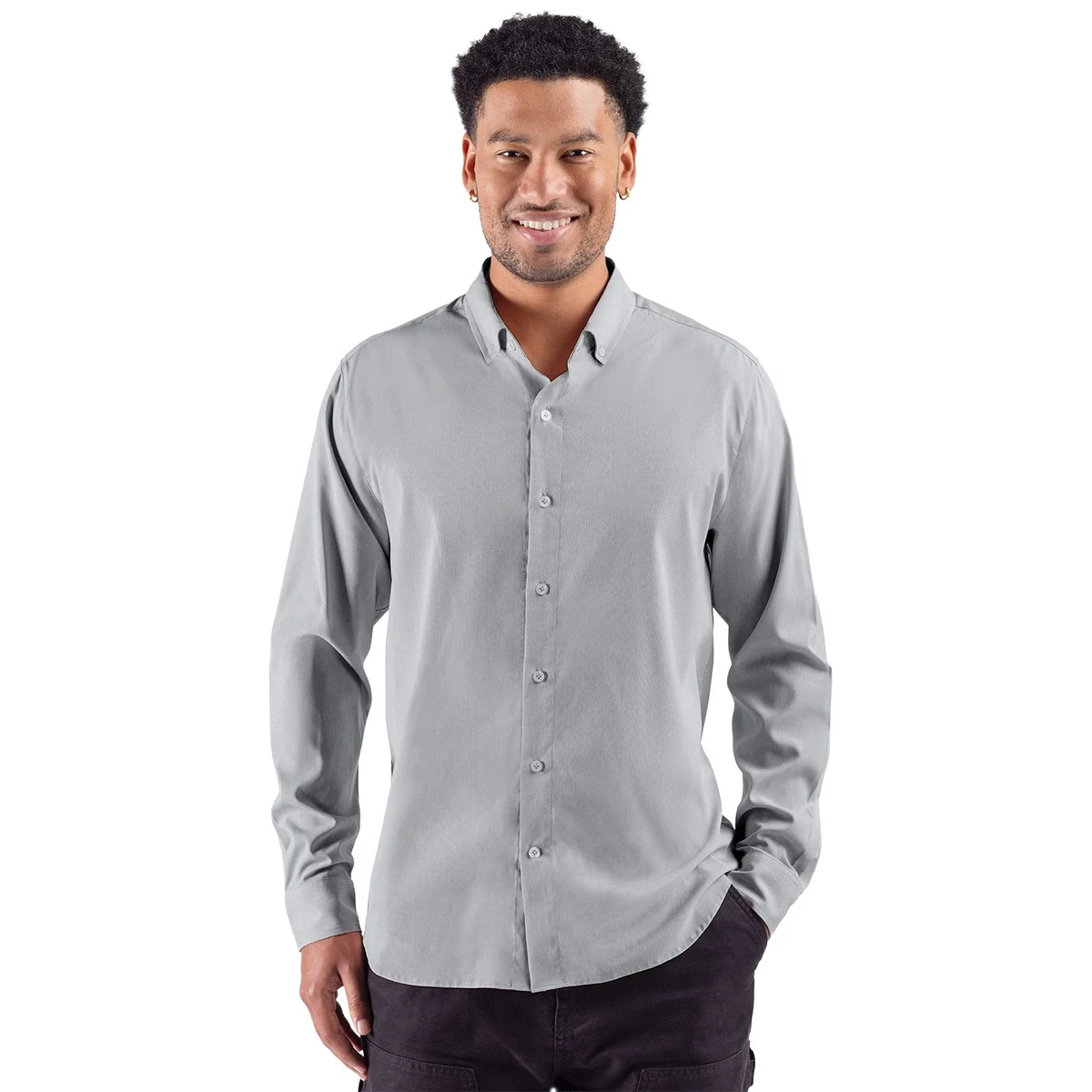 Cutter & Buck Skyline End on End Recycled Long Sleeve Mens Big & Tall Dress Shirt Big & Tall 1