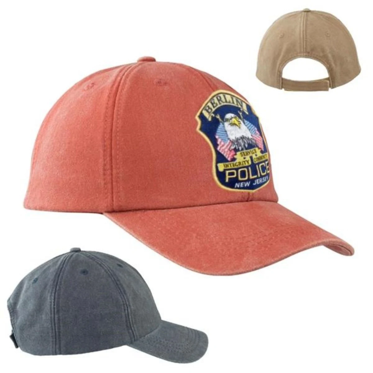 Washed Cotton Embroidered Baseball Caps w/ Adjustable Closure 1