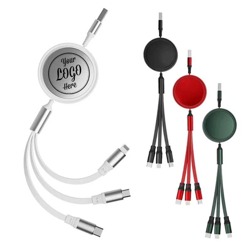 Retractable 3-in-1 Metal Charging Cable 1