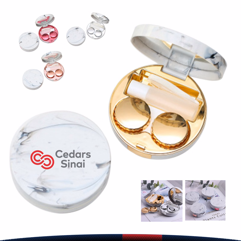 Round Marble Contact Lens Case