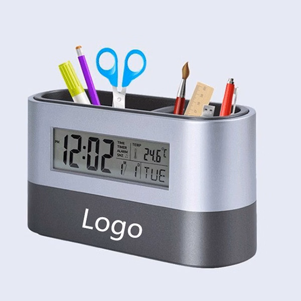Alarm Pen Holder Calendar Temperature Display Clock
