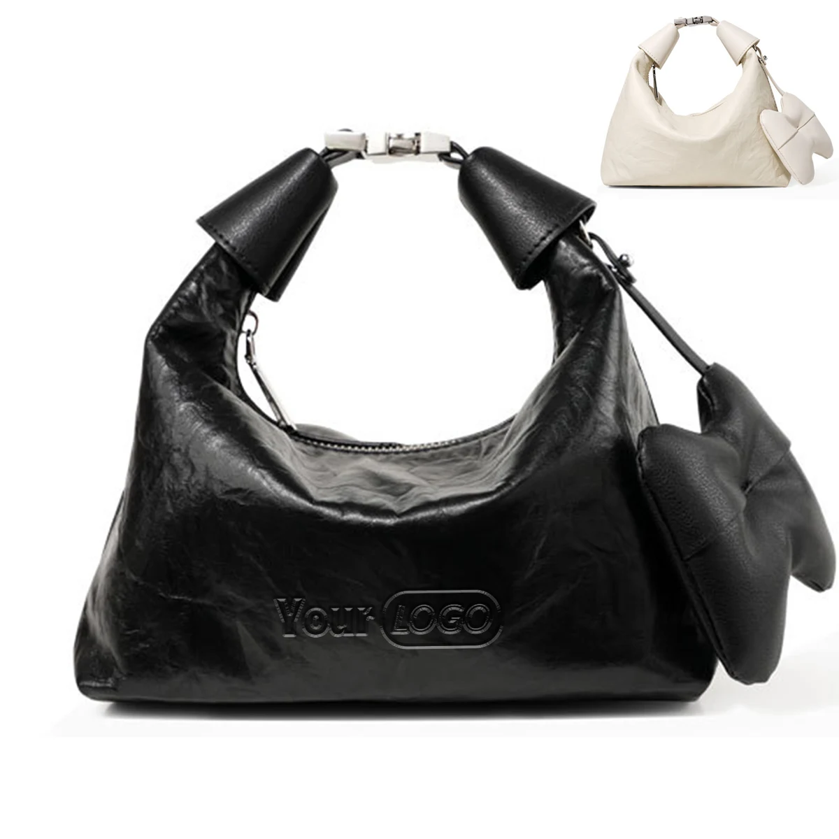 Women's Genuine?Leather Ruched Hobo Handbag 1