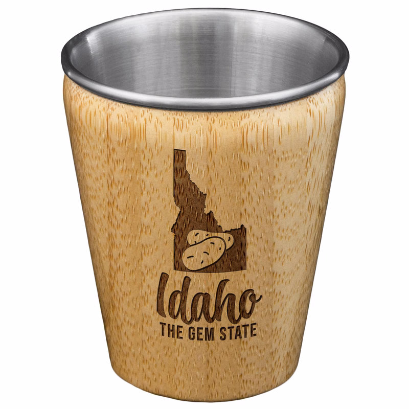 Idaho State Bamboo and Stainless Steel Shot Glass