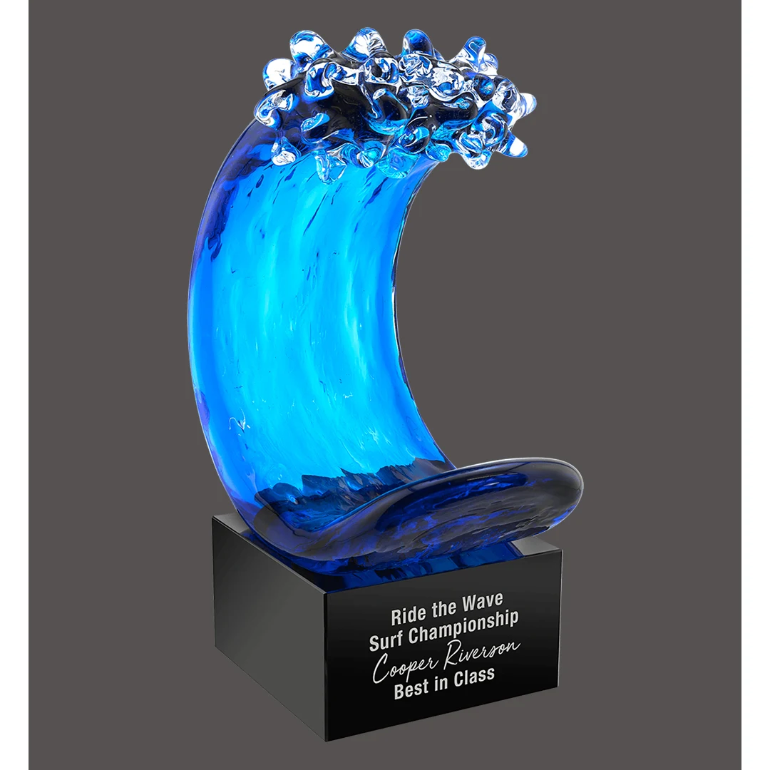 8 1/2" BLUE WAVE ART GLASS 1