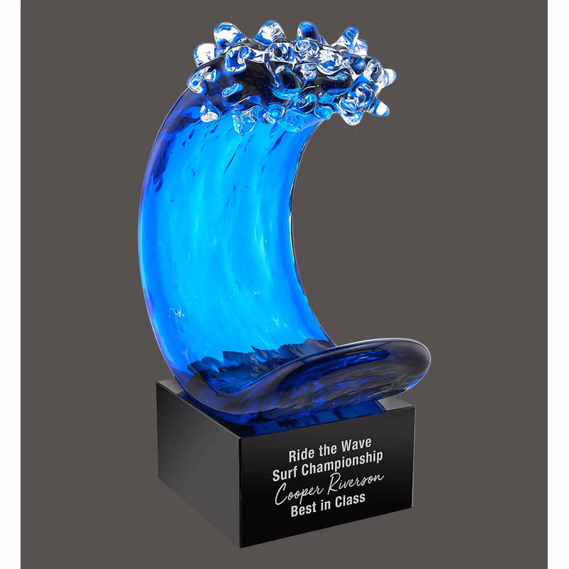 8 1/2" BLUE WAVE ART GLASS
