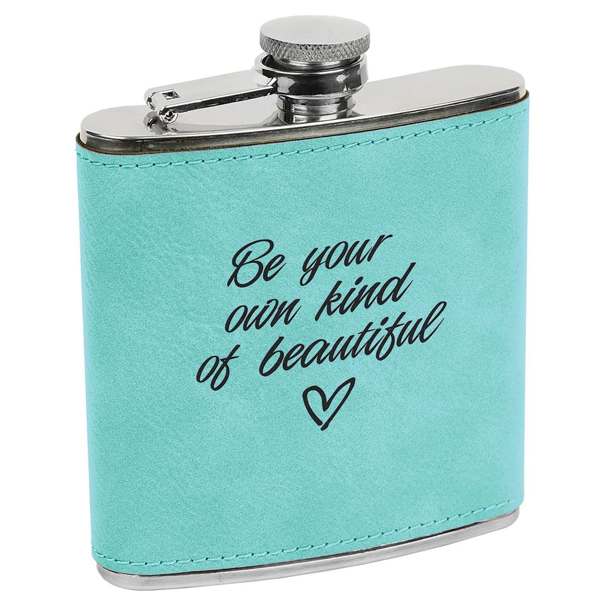 Laser Engraved Leatherette Stainless Steel 6oz Flask 1