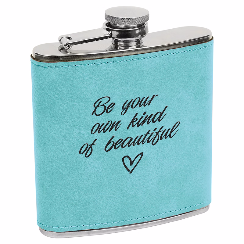 Laser Engraved Leatherette Stainless Steel 6oz Flask