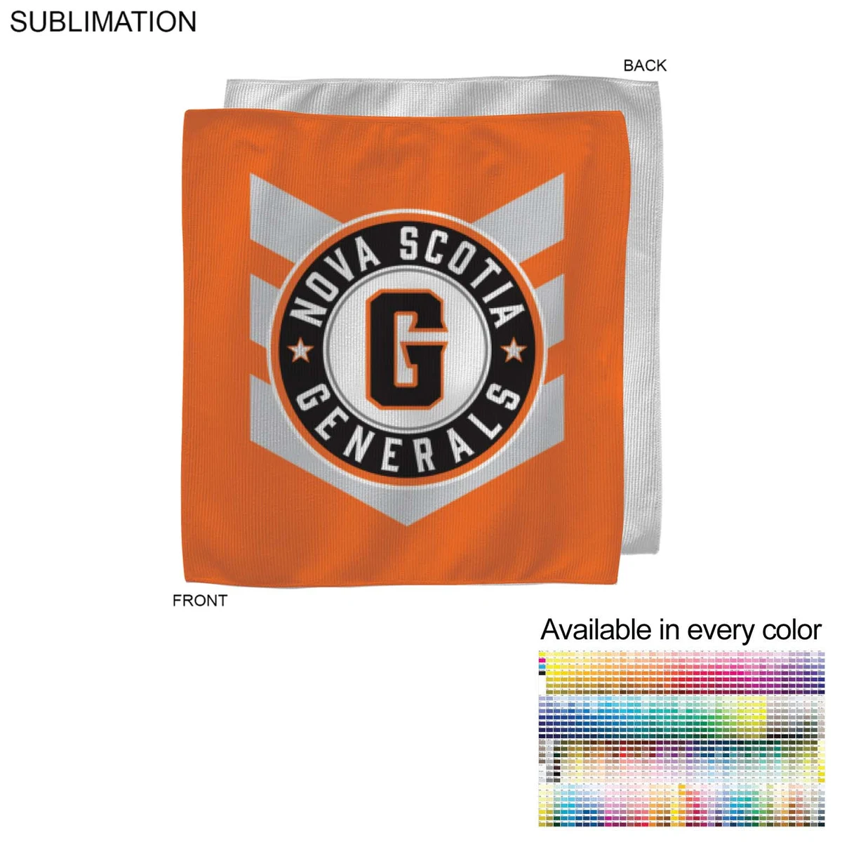 Colored Microfiber Dri-Lite Terry Skate, Cooling, Rally Towel, 10x10, Sublimated Edge to Edge 1 side 1