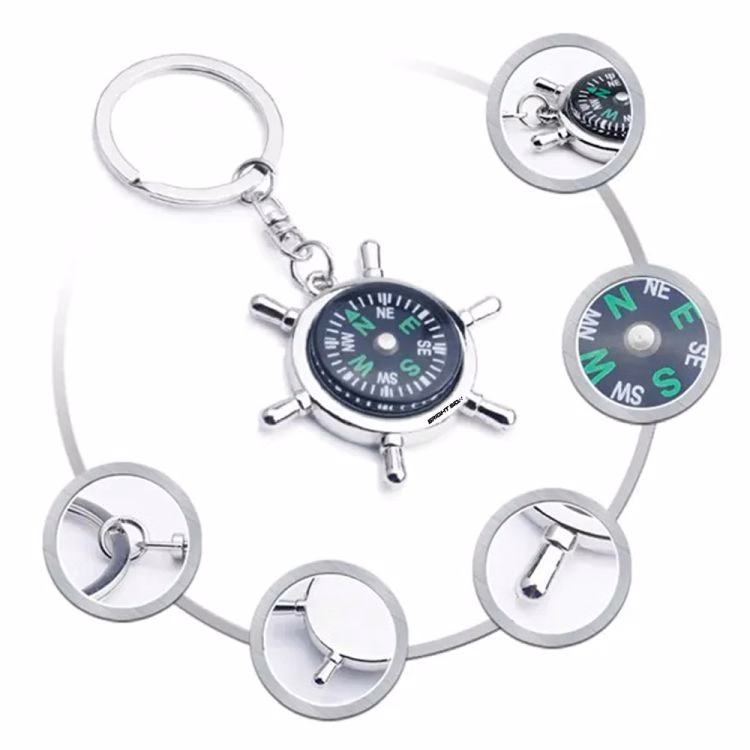 Metal Compass Keychain for Men
