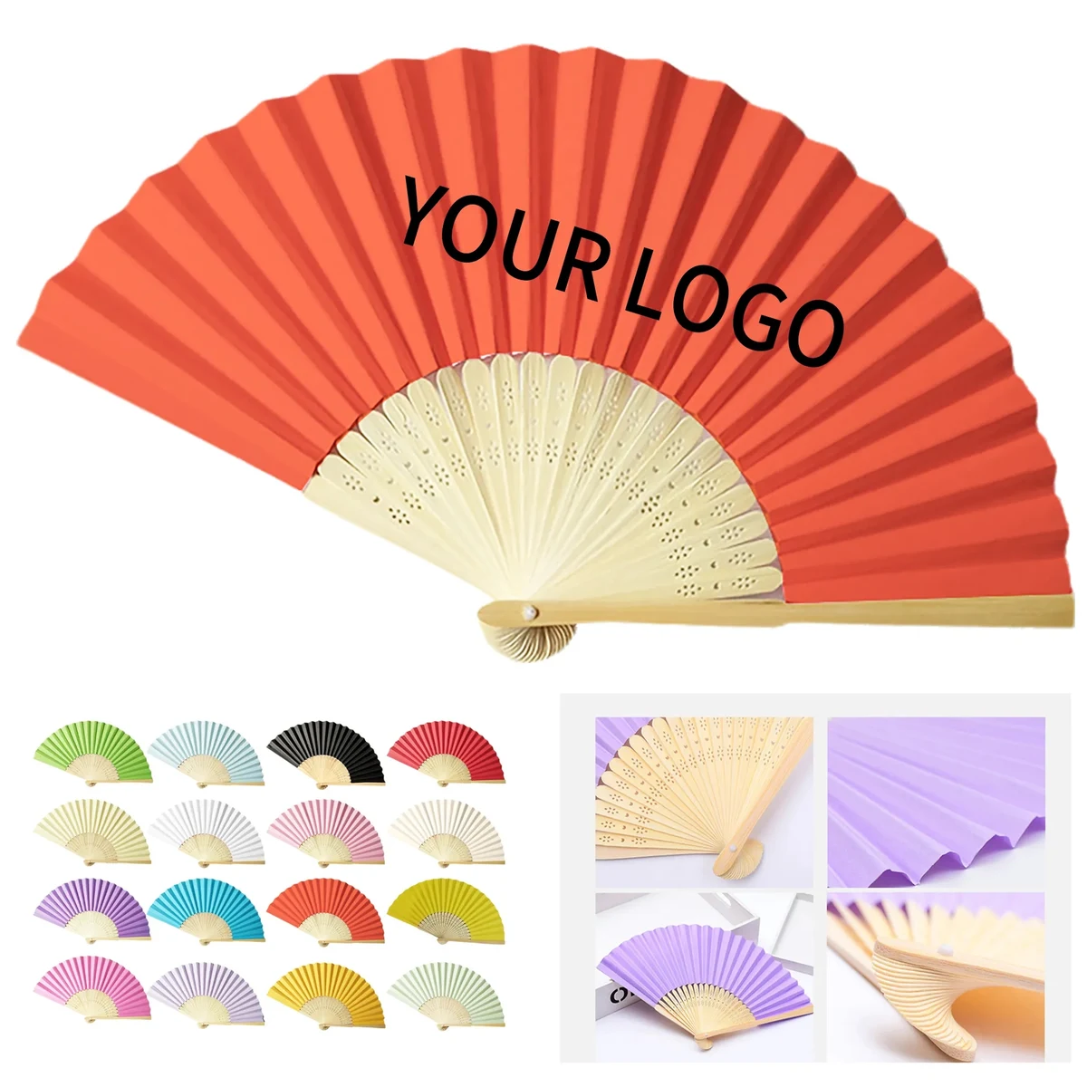 Bamboo Folding Fan 15x8.3 Custom Print 1