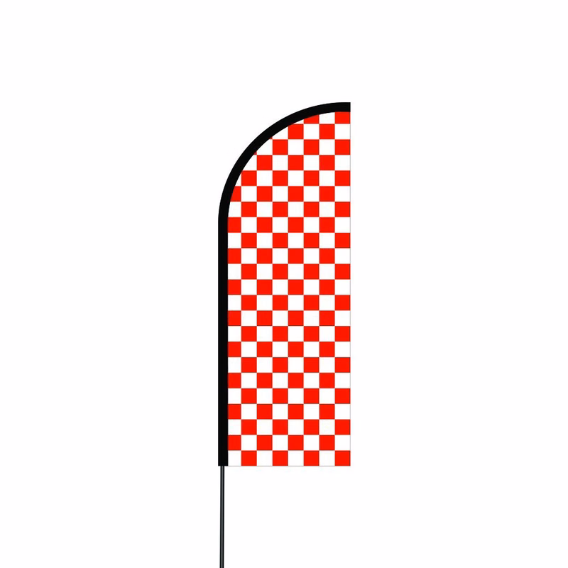 Chequered (White & Red) Flag Kit 17' Feet Feather Flag Sign Outdoor Banner
