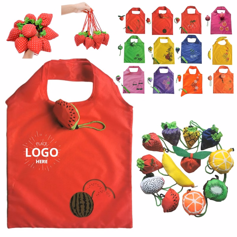 Reusable Folding Strawberry Tote Bag For Shopping