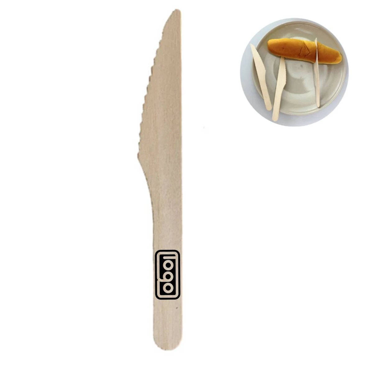 50PCS 6.5" Disposable Natural Birchwood Wooden Knives 1