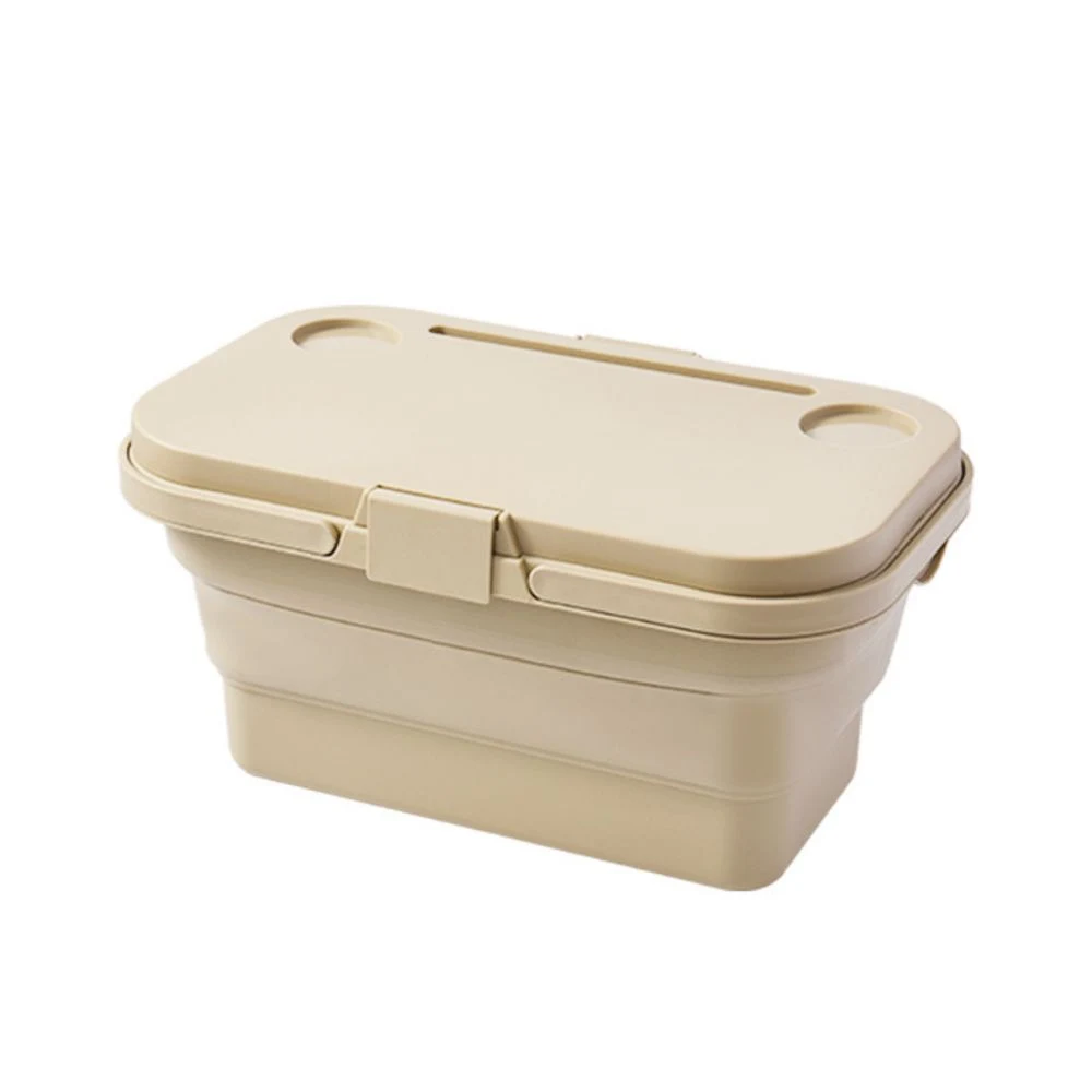 Collapsible Picnic Basket With Carrying Handle And Lid 1