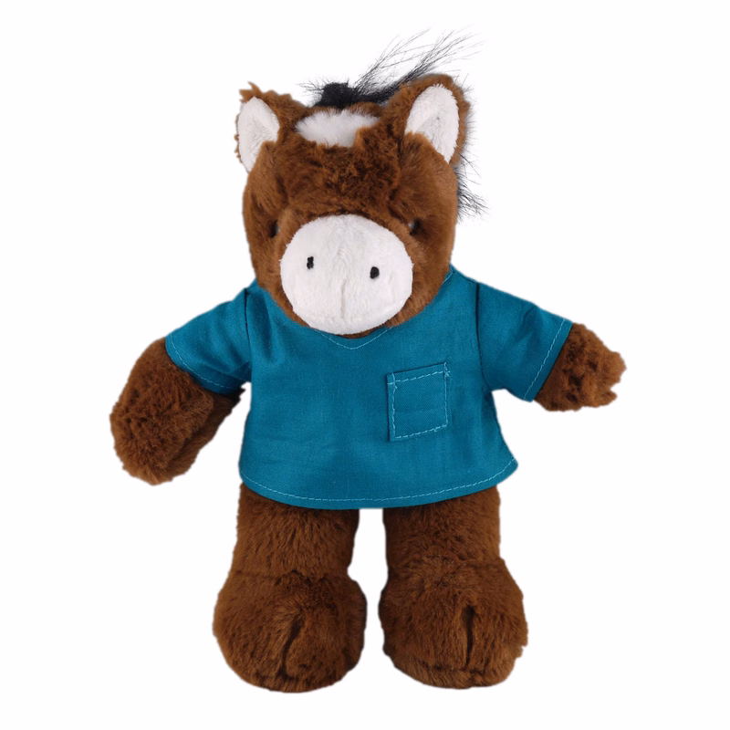 Soft Plush Stuffed Horse in scrub shirt