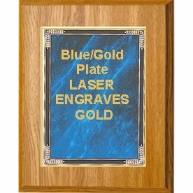7" x 9" Oak Finish Plaque with a Blue Marble Mist Plate