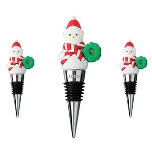 Charming PVC Snowman Wine Cork Bottle Stopper 1