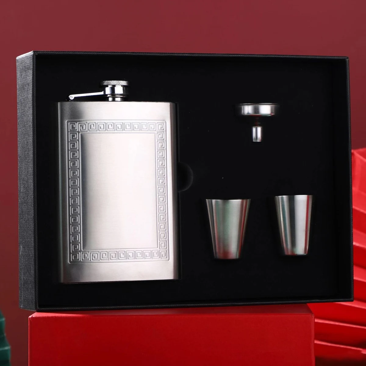 8oz Hip Flask Gift Set, custom water bottle with logo imprint 1