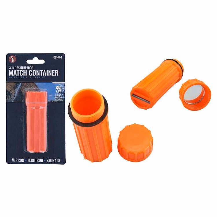 3-in-1 Waterproof Match Storage Box - Orange
