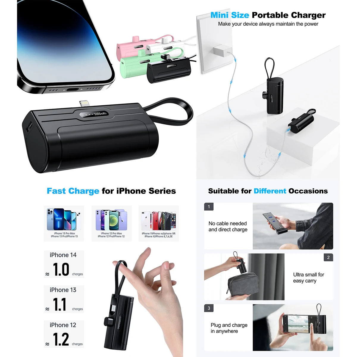 5,000mAh Portable Charger with Type-C/Phone Dual Charging Port 1